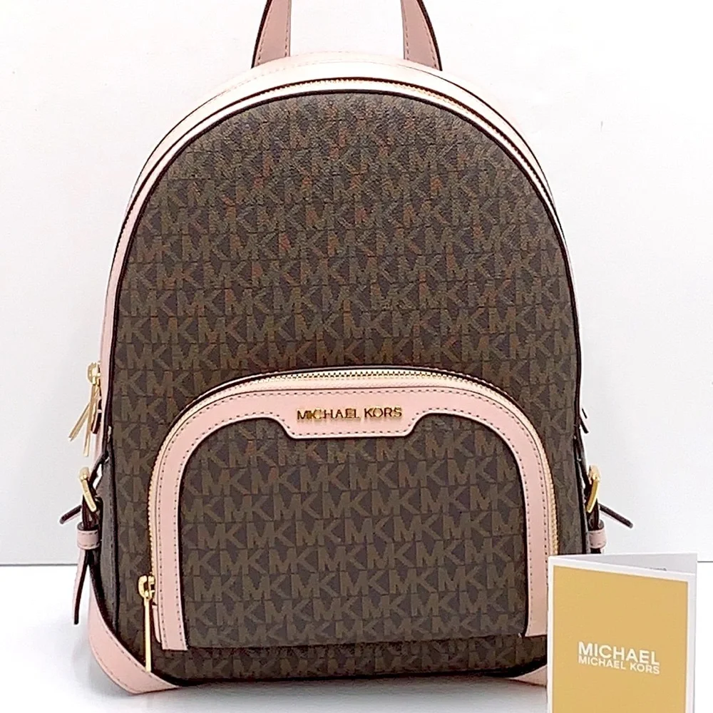 MICHAEL KORS JAYCEE MEDIUM BACKPACK BROWN / PINK SIGNATURE COLOR - Picture 2 of 16